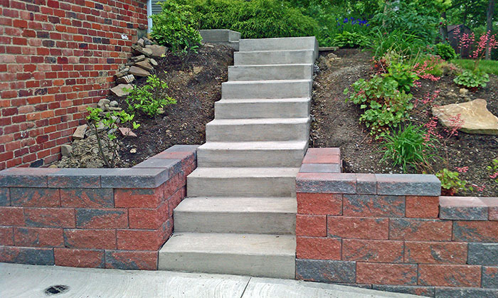 photo of new retaining wall and steps