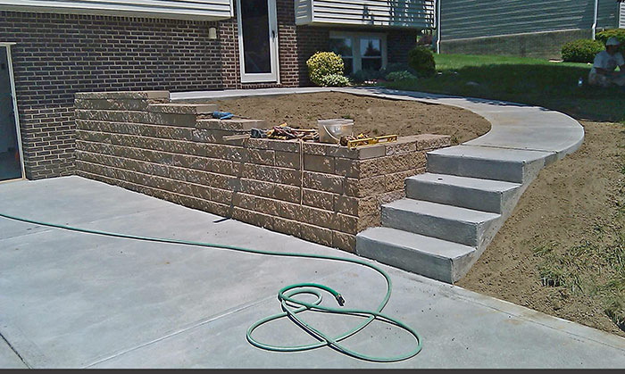 photo of new retaining wall and steps